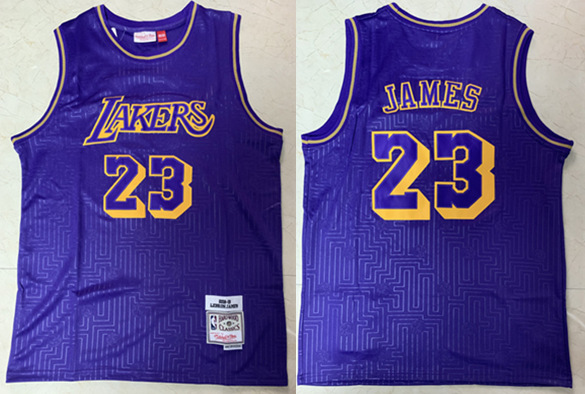 Men's Los Angeles Lakers #23 Lebron James Throwback Stitched NBA Jersey
