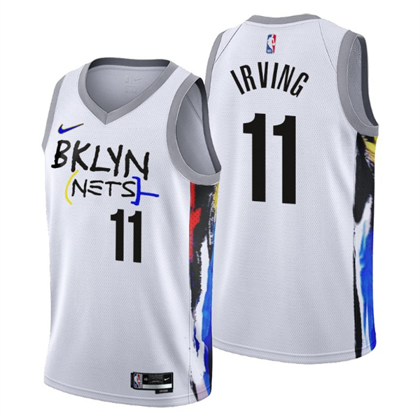 Men's Brooklyn Nets #11 Kyrie Irving 2022/23 White City Edition Stitched Basketball Jersey