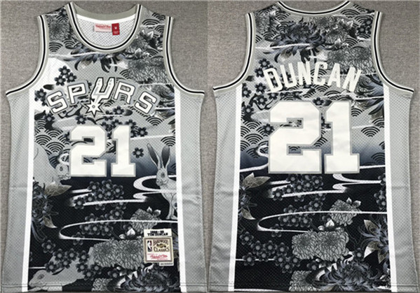 Men's San Antonio Spurs #21 Tim Duncan Black/White Classics Swingman Stitched Jersey