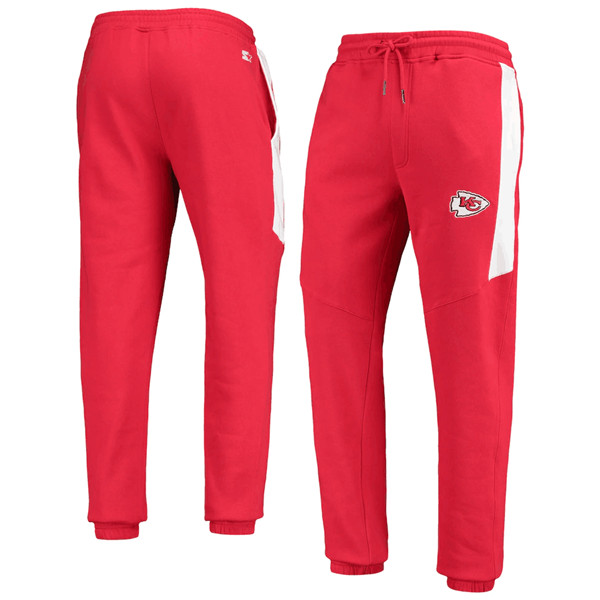 Men's Kansas City Chiefs Starter Red /White Goal Post Fleece Pants ...