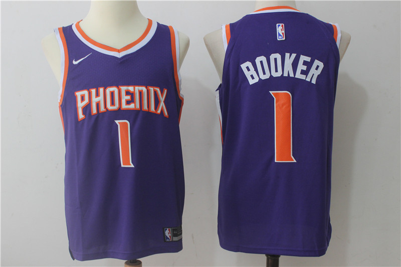 Men's Nike Phoenix Suns #1 Devin Booker Purple Stitched NBA Jersey