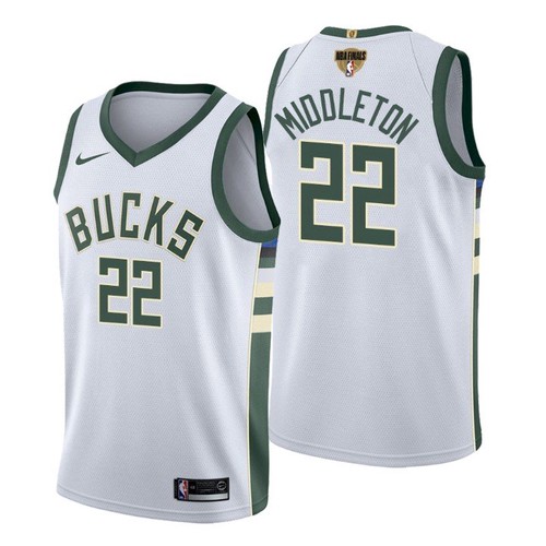 Men's Milwaukee Bucks #22 Khris Middleton 2021 NBA Finals White Stitched NBA Jersey