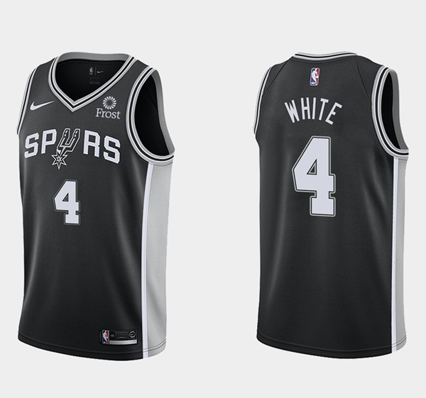 Men's San Antonio Spurs Black #4 Derrick White Icon Edition Stitched Basketball Jersey