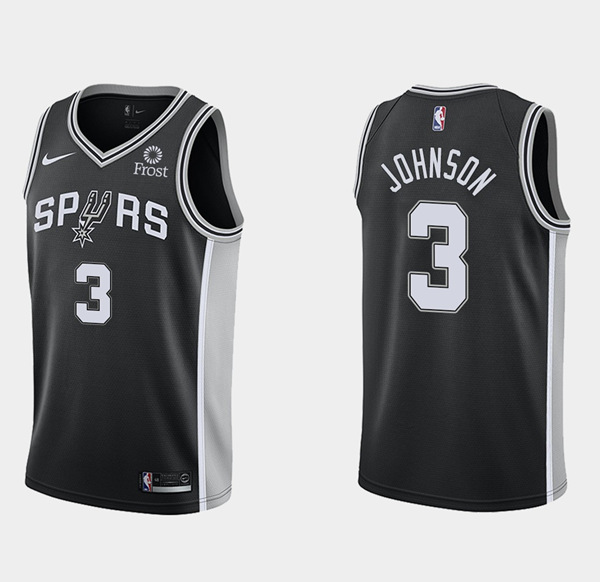 Men's San Antonio Spurs #3 Keldon Johnson Black Icon Edition Stitched Basketball Jersey