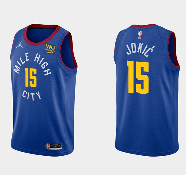 Men's Denver Nuggets #15 Nikola Jokic Blue Stitched NBA Jersey