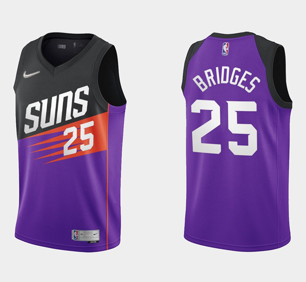 Men's Phoenix Suns #25 Mikal Bridges Purple Earned Edition Stitched Basketball Jersey