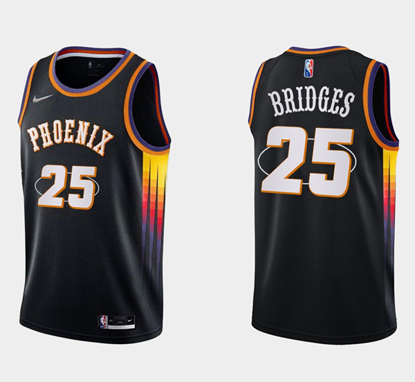 Men's Phoenix Suns #25 Mikal Bridges Black 75th Anniversary Stitched Basketball Jersey