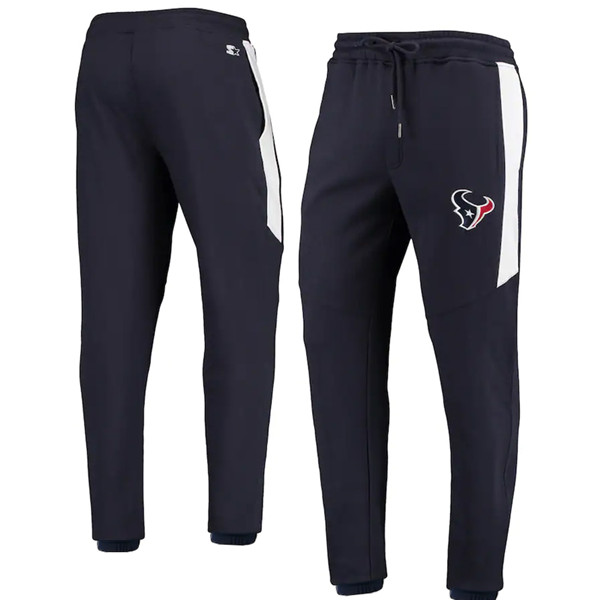 Men's Houston Texans Starter Navy/White Goal Post Fleece Pants