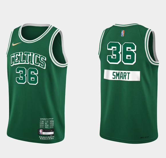Men's Boston Celtics #36 Marcus Smart Green 75th Anniversary City Stitched Jersey