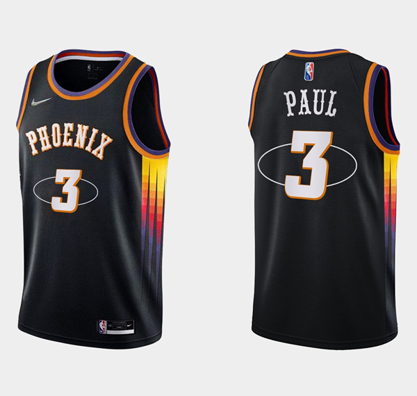 Men's Phoenix Suns #3 Chris Paul Black 75th Anniversary Stitched Basketball Jersey