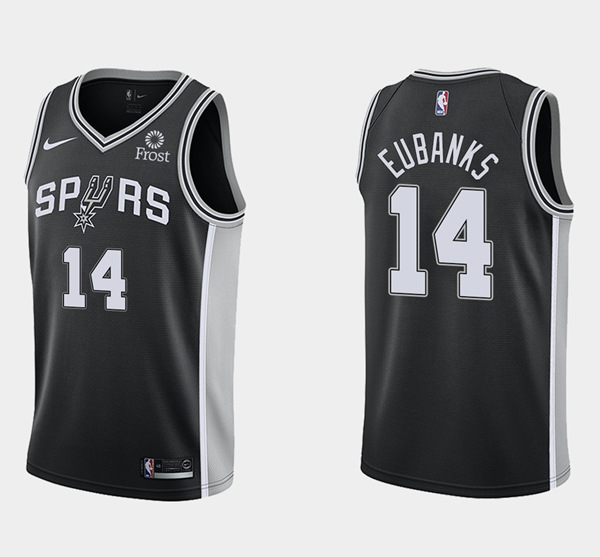 Men's San Antonio Spurs #14 Drew Eubanks Black Icon Edition Stitched Basketball Jersey