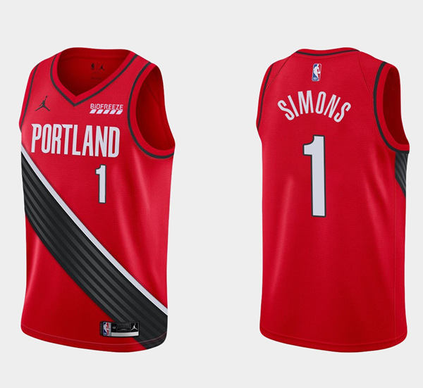 Men's Portland Trail Blazers #1 Anfernee Simons Red Statement Edition Stitched Basketball Jersey