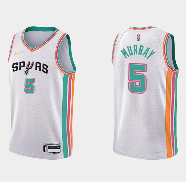 Men' SA Spurs #5 Murray White 75th Anniversary City Stitched Jersey