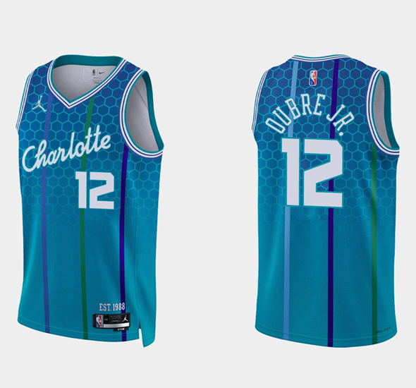 Men's Charlotte Hornets #12 Blue Kelly Oubre Jr. 75th Anniversary City Stitched Basketball Jersey