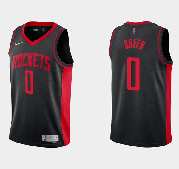 Men's Houston Rockets #0 Jalen Green Earned Edition Black Stitched Basketball Jersey