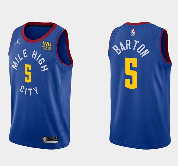 Men's Denver Nuggets #5 Will Barton Royal Stitched Basketball Jersey