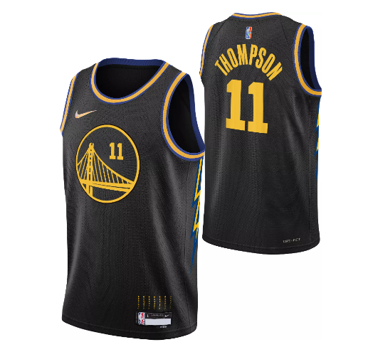 Men's Golden State Warriors #11 Klay Thompson 75th Anniversary Black Stitched Basketball Jersey