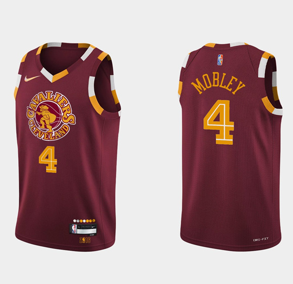 Men's Cleveland Cavaliers #4 Evan Mobley Wine Red 75th Anniversary City Stitched Jersey