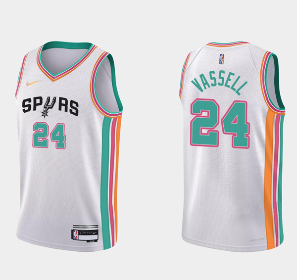 Men' SA Spurs #24 Devin Vassell White 75th Anniversary City Stitched Jersey