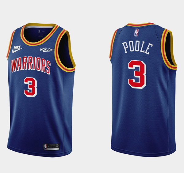 Men's Golden State Warriors #3 Jordan Poole 75th Anniversary Blue Stitched Basketball Jersey