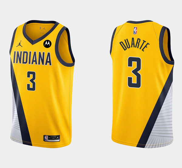 Men's Indiana Pacers #3 Chris Duarte Gold Statement Edition Basketball Stitched Jersey