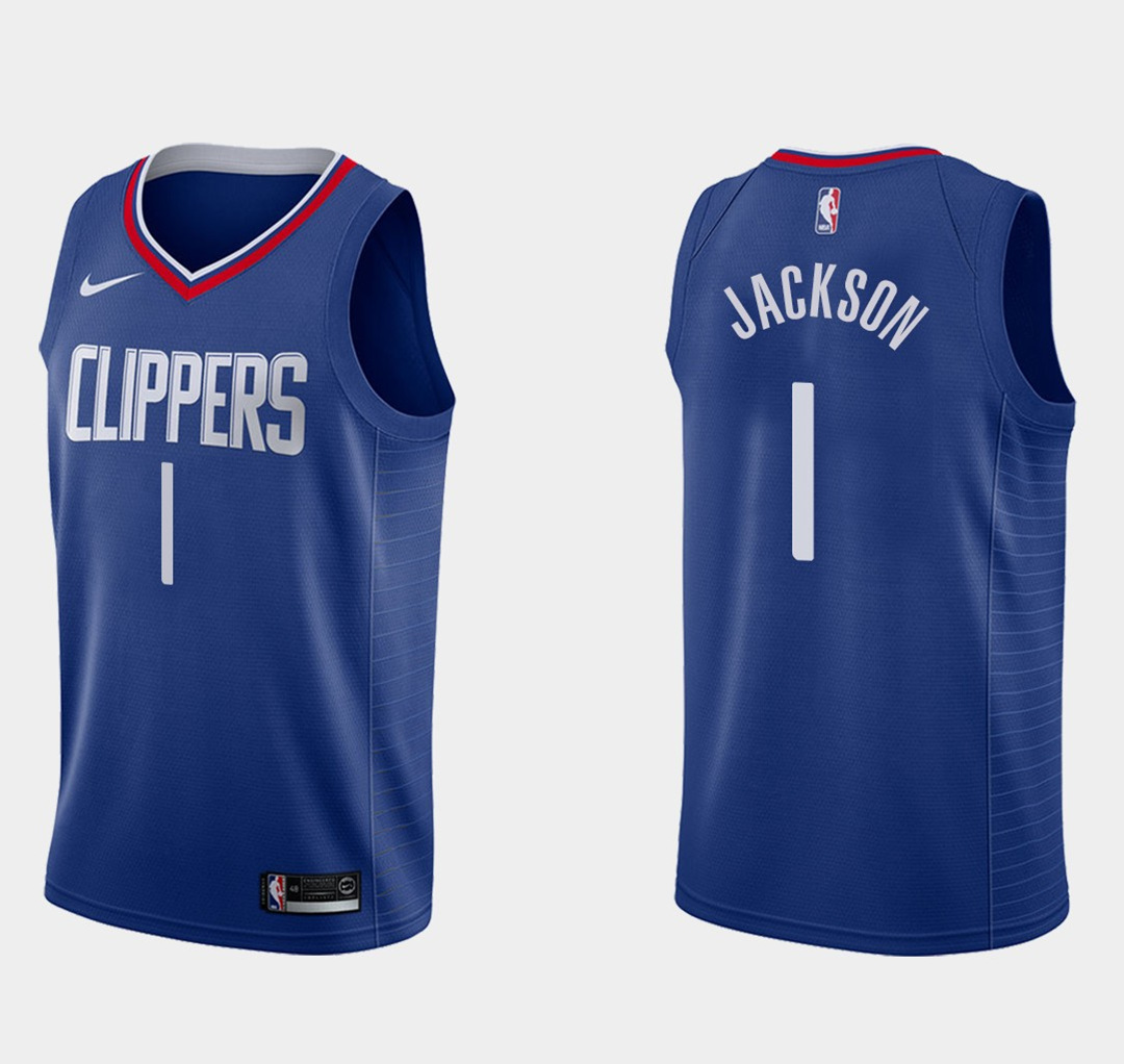 Men's Los Angeles Clippers #1 Reggie Jackson Icon Blue Basketball Jersey