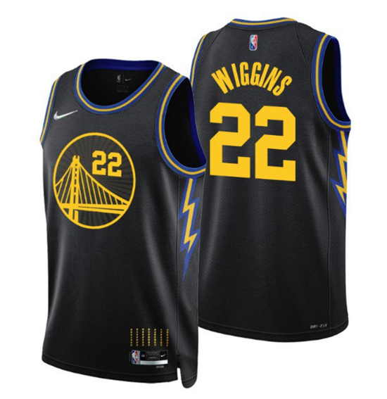 Men's Golden State Warriors #22 Andrew Wiggins 75th Anniversary Black Stitched Basketball Jersey