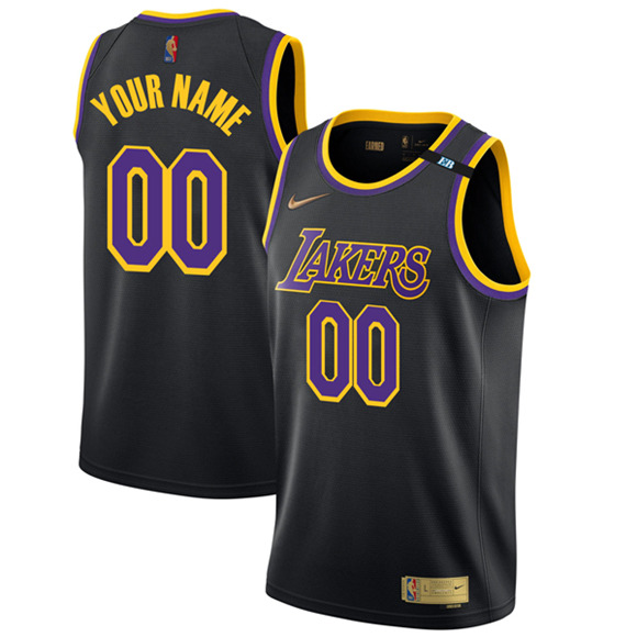 Men's Los Angeles Lakers Custom Earned Jersey with EB Patch – All Stitched (Check description if you want Women or Youth size)