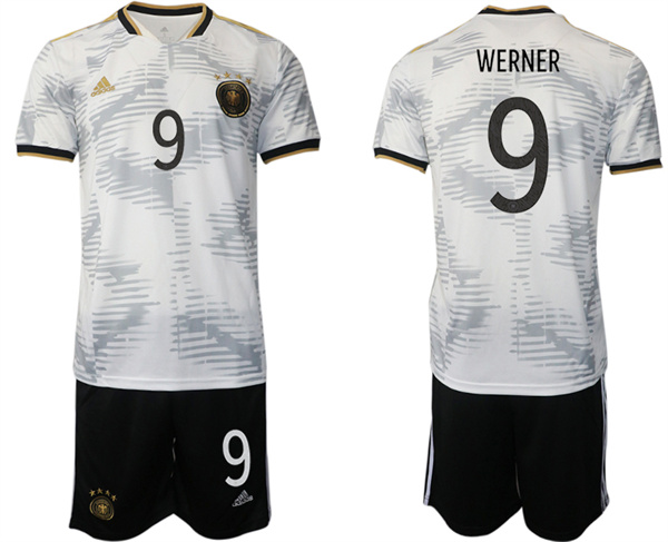 Men's Germany #9 Werner White 2022 FIFA World Cup Home Soccer Jersey Suit