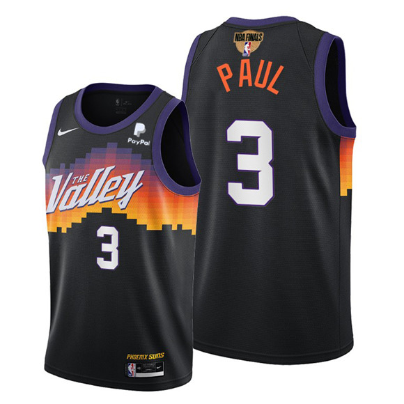 Men's Phoenix Suns #3 Chris Paul 2021 NBA Finals Black City Edition Stitched NBA Jersey (Check description if you want Women or Youth size)