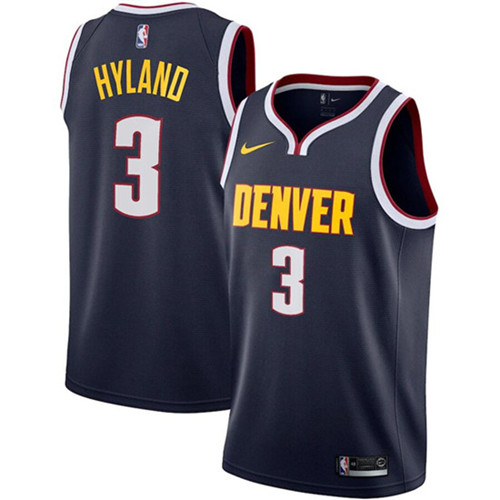 Men's Denver Nuggets Navy #3 Nah'Shon Hyland Icon Edition Stitched NBA Jersey