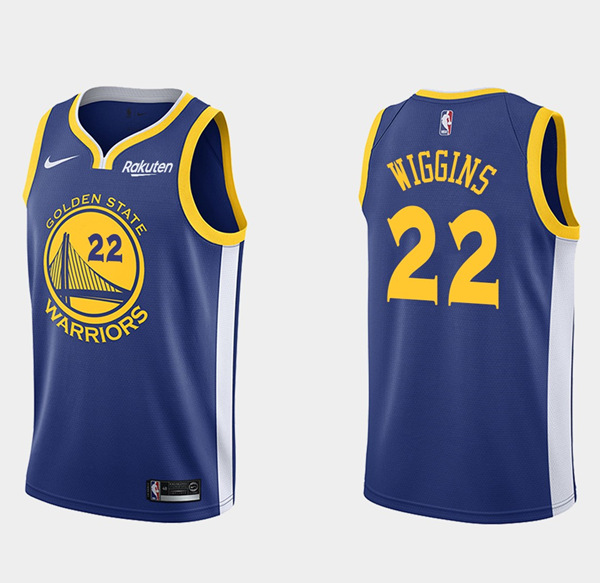 Men's Golden State Warriors #22 Andrew Wiggins Blue Stitched NBA Jersey