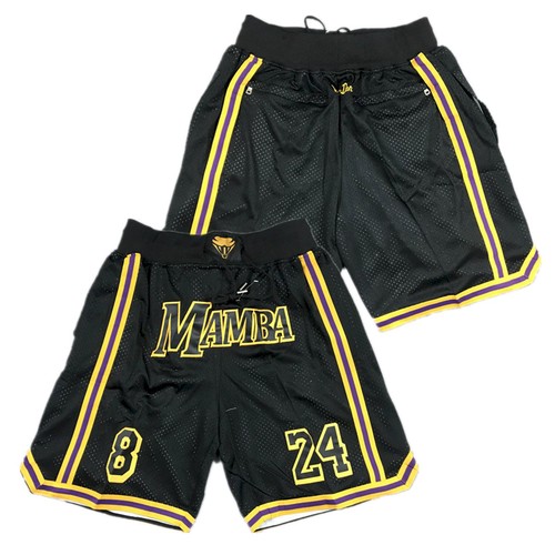 Men's Los Angeles Lakers Black 'Mamba' Shorts (Run Small)