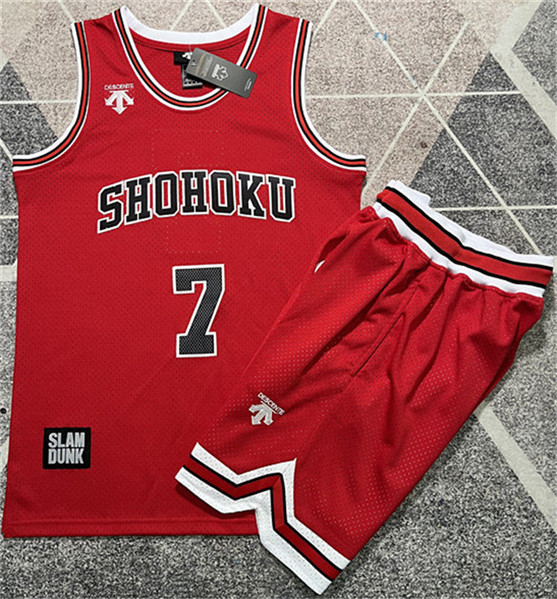 Men's Shohoku #7 Ryota Miyagi Red Stitched Basketball Jersey And Shorts Suit