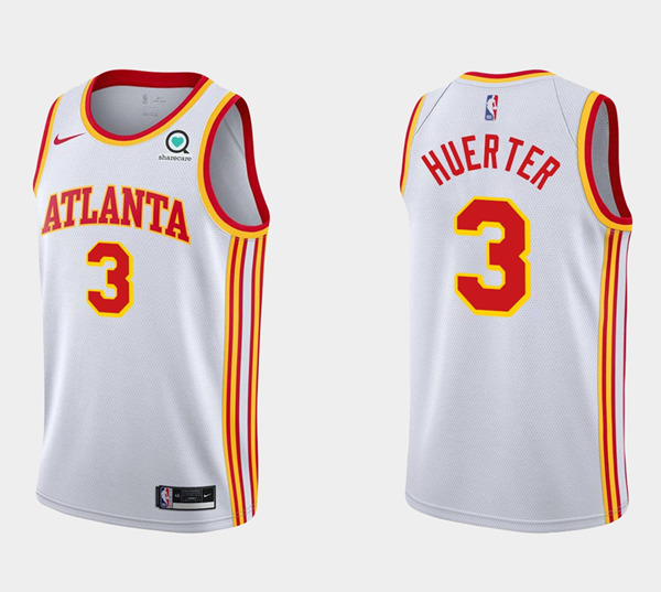 Men's Atlanta Hawks #3 Kevin Huerter White Stitched NBA Jersey