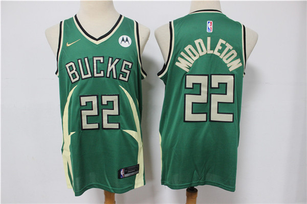 Men's Milwaukee Bucks #22 Khris Middleton Green Stitched Jersey