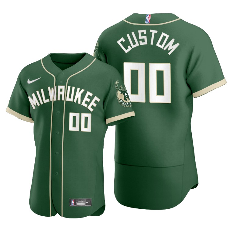 Milwaukee Bucks Customized 2020 Green NBA X MLB Crossover Edition Stitched Jersey