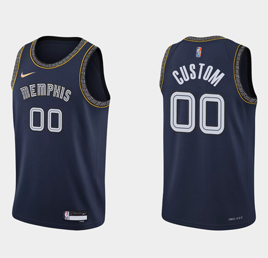 Men's Memphis Grizzlies Active Custom Navy 75th Anniversary City Stitched Jersey
