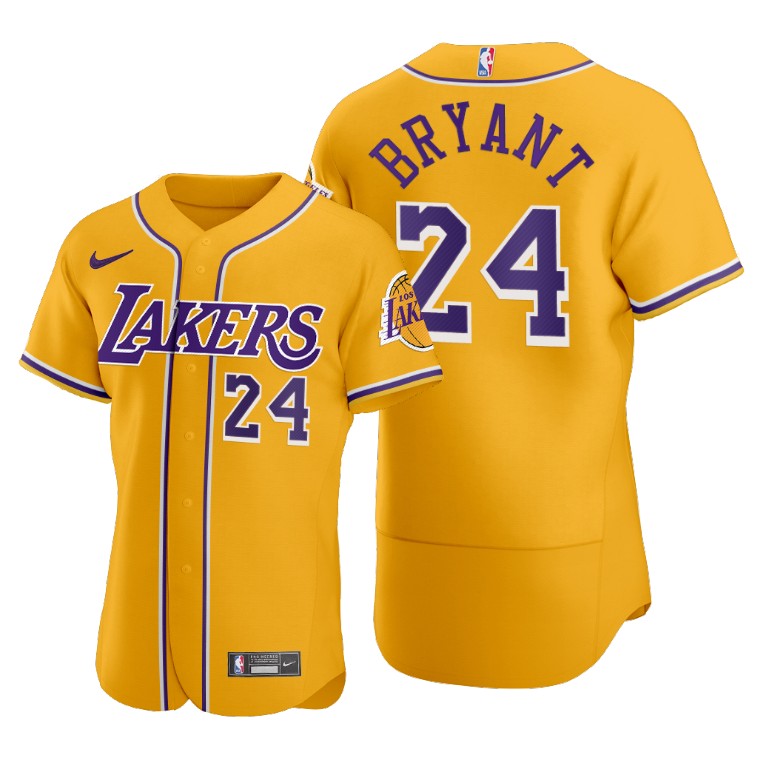 Men's Los Angeles Lakers #24 Kobe Bryant Gold 2020 NBA X MLB ...