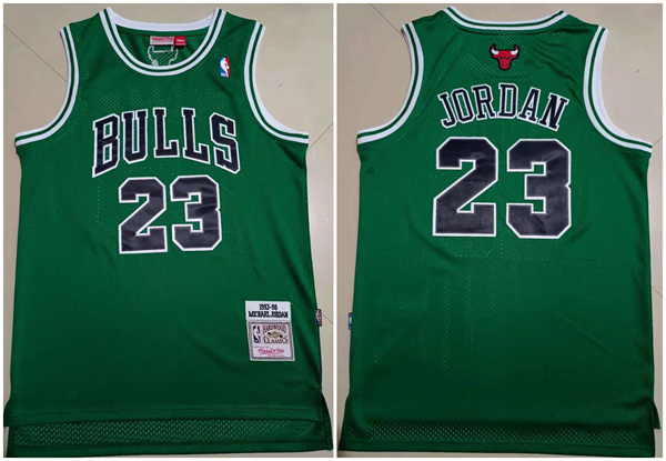 Men's Chicago Bulls #23 Michael Jordan Green Throwback Stitched Basketball Jersey