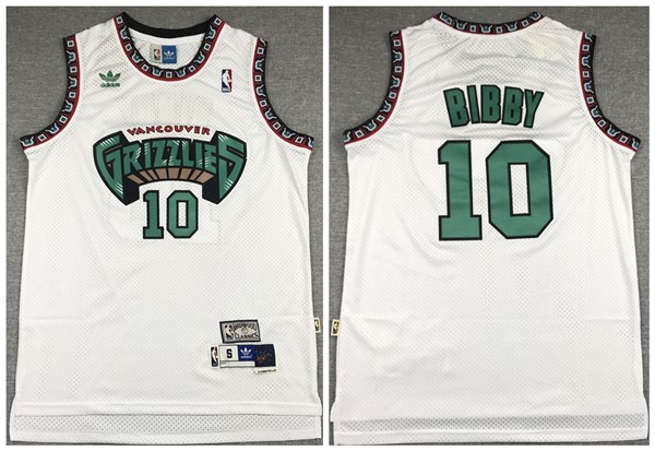 Men's Memphis Grizzlies #10 Mike Bibby White Throwback Stitched NBA Jersey