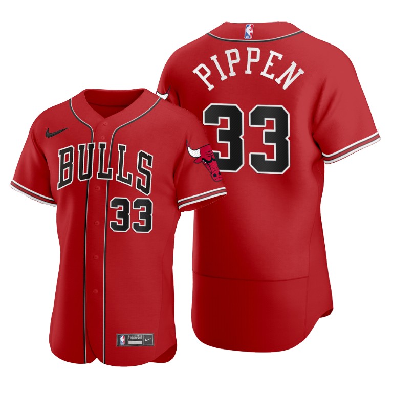 Men's Chicago Bulls #33 Scottie Pippen Red 2020 NBA X MLB Crossover Edition Stitched Jersey