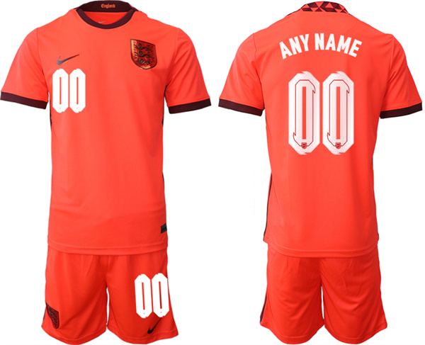 Men's England Custom Orange Away Soccer Jersey Suit