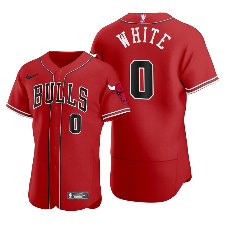 Men's Chicago Bulls #0 Coby White Red 2020 NBA X MLB Crossover Edition Stitched Jersey