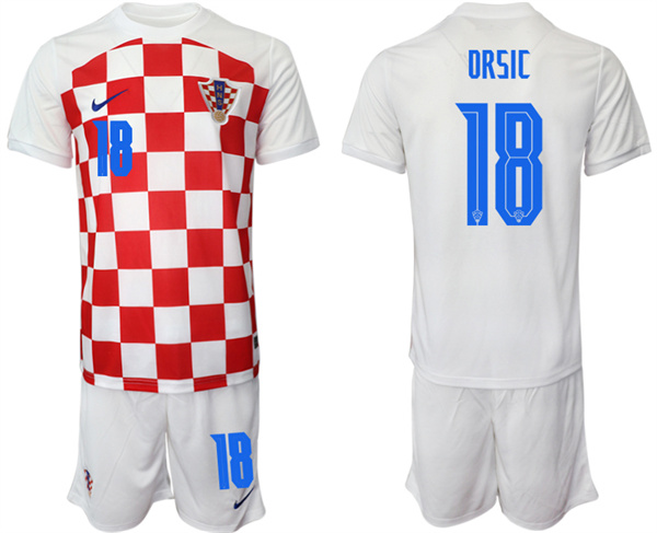 Men's Croatia #18 Drsic White Home Soccer Jersey Suit