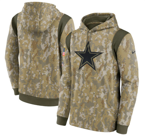 Men's Dallas Cowboys Camo 2021 Salute To Service Therma Performance Pullover Hoodie
