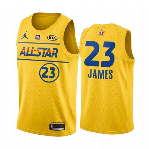 Men's 2021 All-Star #23 LeBron James Yellow Western Conference Stitched ...