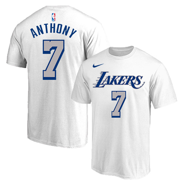 Men's Los Angeles Lakers #7 Carmelo Anthony White Basketball T-Shirt