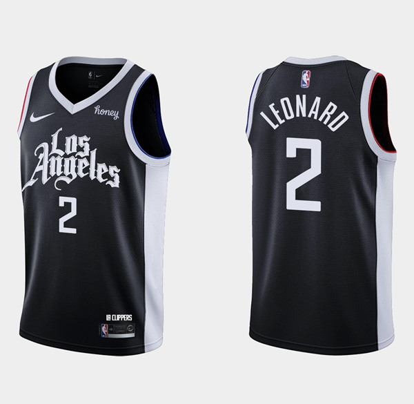 Men's Los Angeles Clippers #2 Kawhi Leonard Black 2020-21 City Edition Stitched NBA Jersey