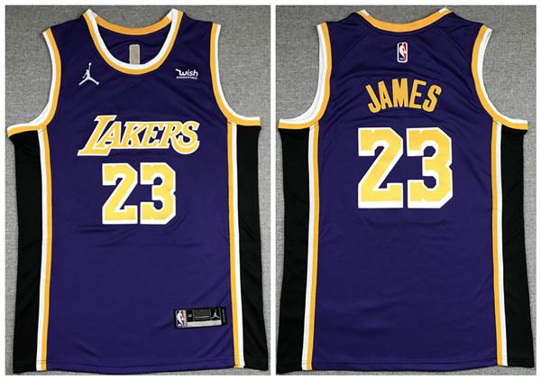 Men's Los Angeles Lakers #23 LeBron James Purple Stitched NBA Jersey